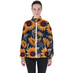 Flower Pattern Spring Women s High Neck Windbreaker