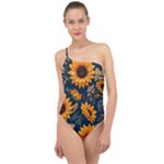Flower Pattern Spring Classic One Shoulder Swimsuit