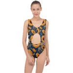 Flower Pattern Spring Center Cut Out Swimsuit