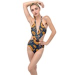 Flower Pattern Spring Plunging Cut Out Swimsuit