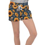 Flower Pattern Spring Women s Velour Lounge Shorts