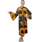 Flower Pattern Spring Maxi Velvet Kimono