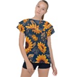 Flower Pattern Spring Ruffle Collar Chiffon Blouse