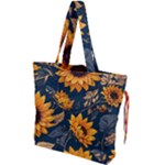 Flower Pattern Spring Drawstring Tote Bag