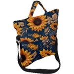 Flower Pattern Spring Fold Over Handle Tote Bag