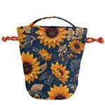 Flower Pattern Spring Drawstring Bucket Bag