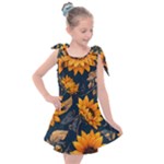 Flower Pattern Spring Kids  Tie Up Tunic Dress