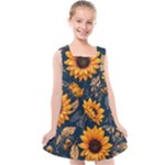 Flower Pattern Spring Kids  Cross Back Dress