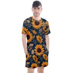 Flower Pattern Spring Men s Mesh T-Shirt and Shorts Set