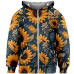 Flower Pattern Spring Kids  Zipper Hoodie Without Drawstring