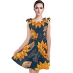 Flower Pattern Spring Tie Up Tunic Dress