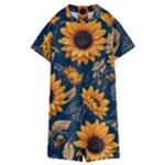 Flower Pattern Spring Kids  Boyleg Half Suit Swimwear
