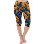 Flower Pattern Spring Lightweight Velour Cropped Yoga Leggings