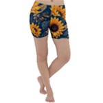 Flower Pattern Spring Lightweight Velour Yoga Shorts