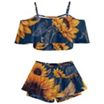 Flower Pattern Spring Kids  Off Shoulder Skirt Bikini