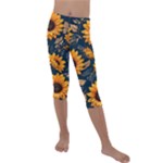 Flower Pattern Spring Kids  Lightweight Velour Capri Leggings 