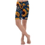 Flower Pattern Spring Kids  Lightweight Velour Cropped Yoga Leggings