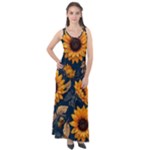 Flower Pattern Spring Sleeveless Velour Maxi Dress
