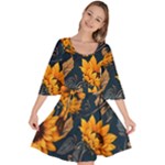 Flower Pattern Spring Velour Kimono Dress