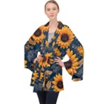 Flower Pattern Spring Long Sleeve Velvet Kimono 