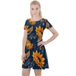 Flower Pattern Spring Cap Sleeve Velour Dress 