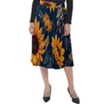 Flower Pattern Spring Classic Velour Midi Skirt 