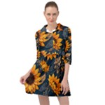 Flower Pattern Spring Mini Skater Shirt Dress