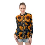 Flower Pattern Spring Long Sleeve Chiffon Shirt