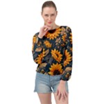 Flower Pattern Spring Banded Bottom Chiffon Top