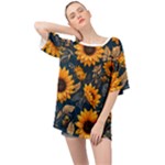 Flower Pattern Spring Oversized Chiffon Top