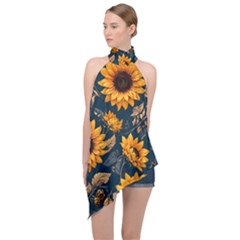 Halter Asymmetric Satin Top 