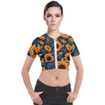Flower Pattern Spring Short Sleeve Cropped Jacket