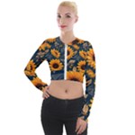 Flower Pattern Spring Long Sleeve Cropped Velvet Jacket