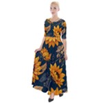 Flower Pattern Spring Half Sleeves Maxi Dress