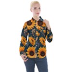 Flower Pattern Spring Women s Long Sleeve Pocket Shirt