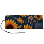 Flower Pattern Spring Roll Up Canvas Pencil Holder (S)