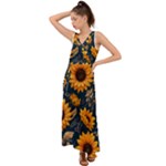 Flower Pattern Spring V-Neck Chiffon Maxi Dress