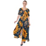 Flower Pattern Spring Waist Tie Boho Maxi Dress