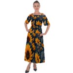 Flower Pattern Spring Shoulder Straps Boho Maxi Dress 