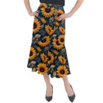Flower Pattern Spring Midi Mermaid Skirt