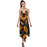 Flower Pattern Spring Halter Tie Back Dress 