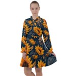 Flower Pattern Spring All Frills Chiffon Dress