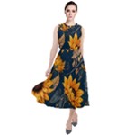 Flower Pattern Spring Round Neck Boho Dress