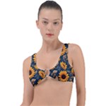 Flower Pattern Spring Ring Detail Bikini Top