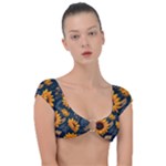 Flower Pattern Spring Cap Sleeve Ring Bikini Top