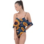 Flower Pattern Spring Drape Piece Swimsuit