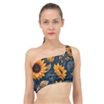 Flower Pattern Spring Spliced Up Bikini Top 