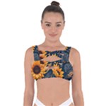 Flower Pattern Spring Bandaged Up Bikini Top