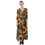 Flower Pattern Spring Button Up Maxi Dress