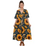 Flower Pattern Spring Kimono Sleeve Boho Dress